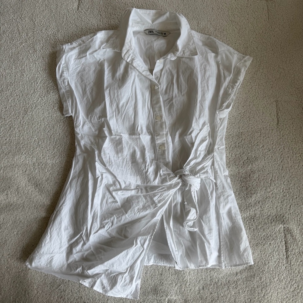 Zara Knotted Poplin Shirt